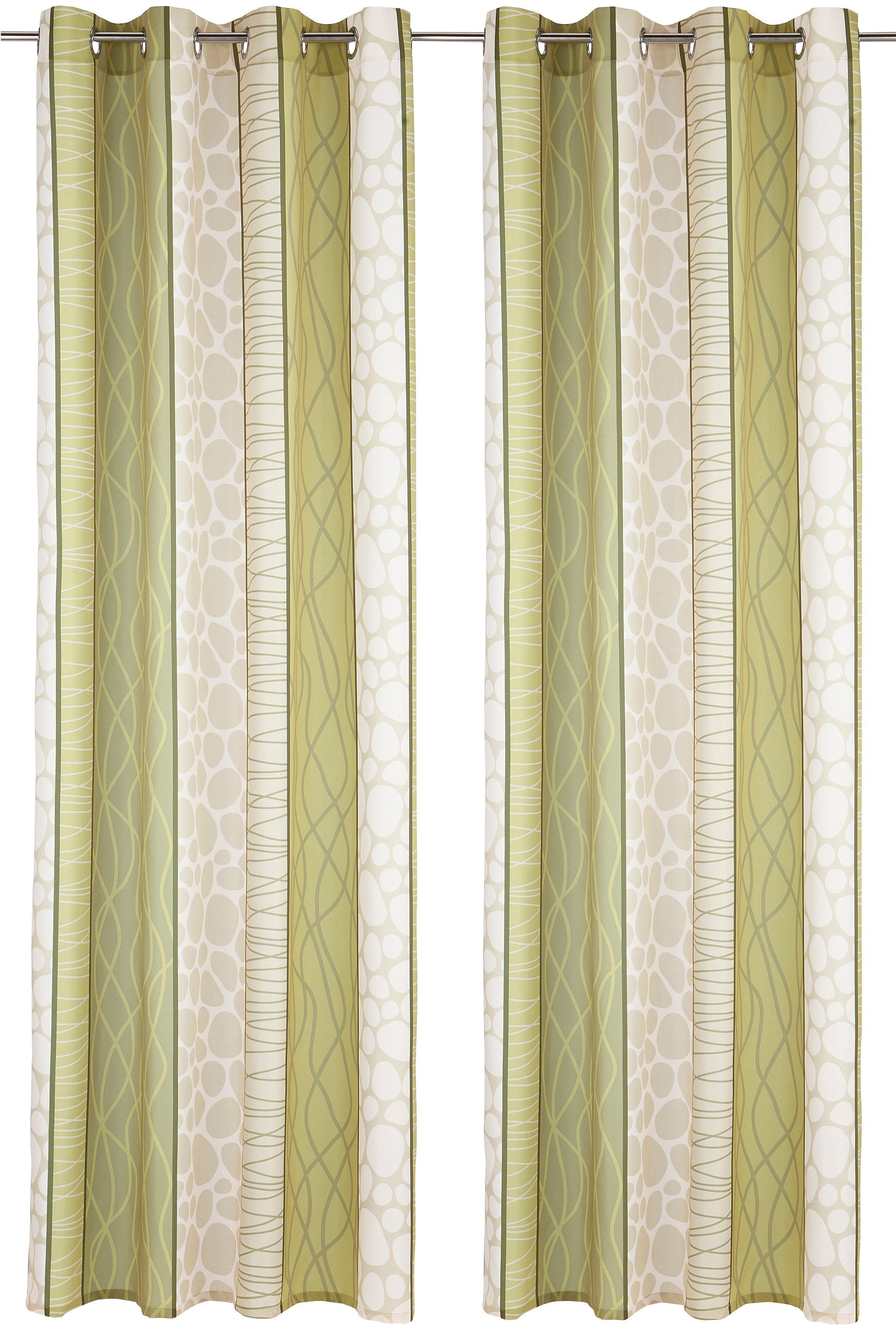 my home Vorhang Gosen, Ösen (2 St), blickdicht, Microfaser, Gardine, 2-er Set, Fertiggardine, Längsstreifen