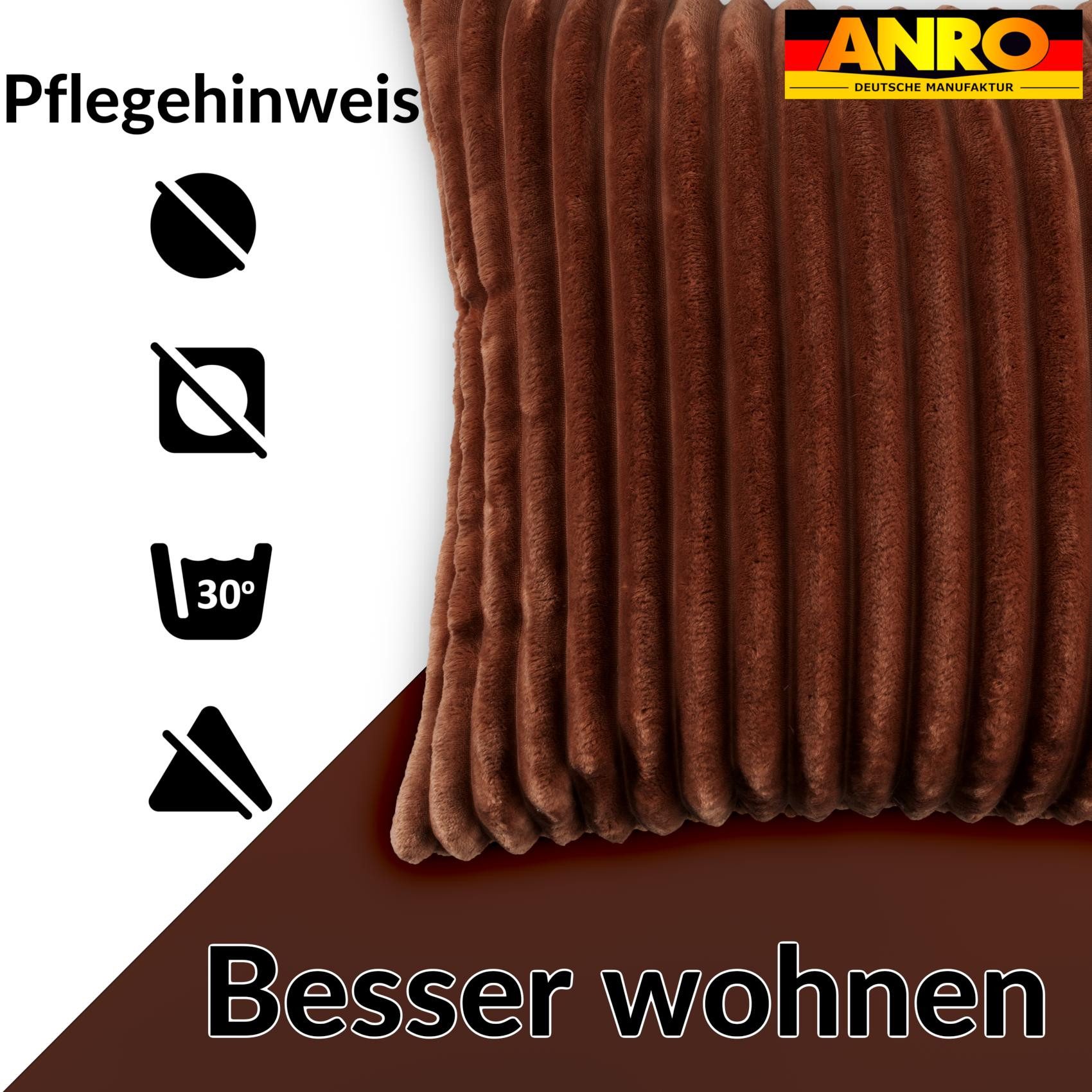 Kisska Dekokissen LILLI BIG CORD Velour Ambiente dekorieren, Kissenüberzug ohne Füllung BIG-Cord UNI 40x40cm Einfarbig Kupfer – Bild 5 von 5