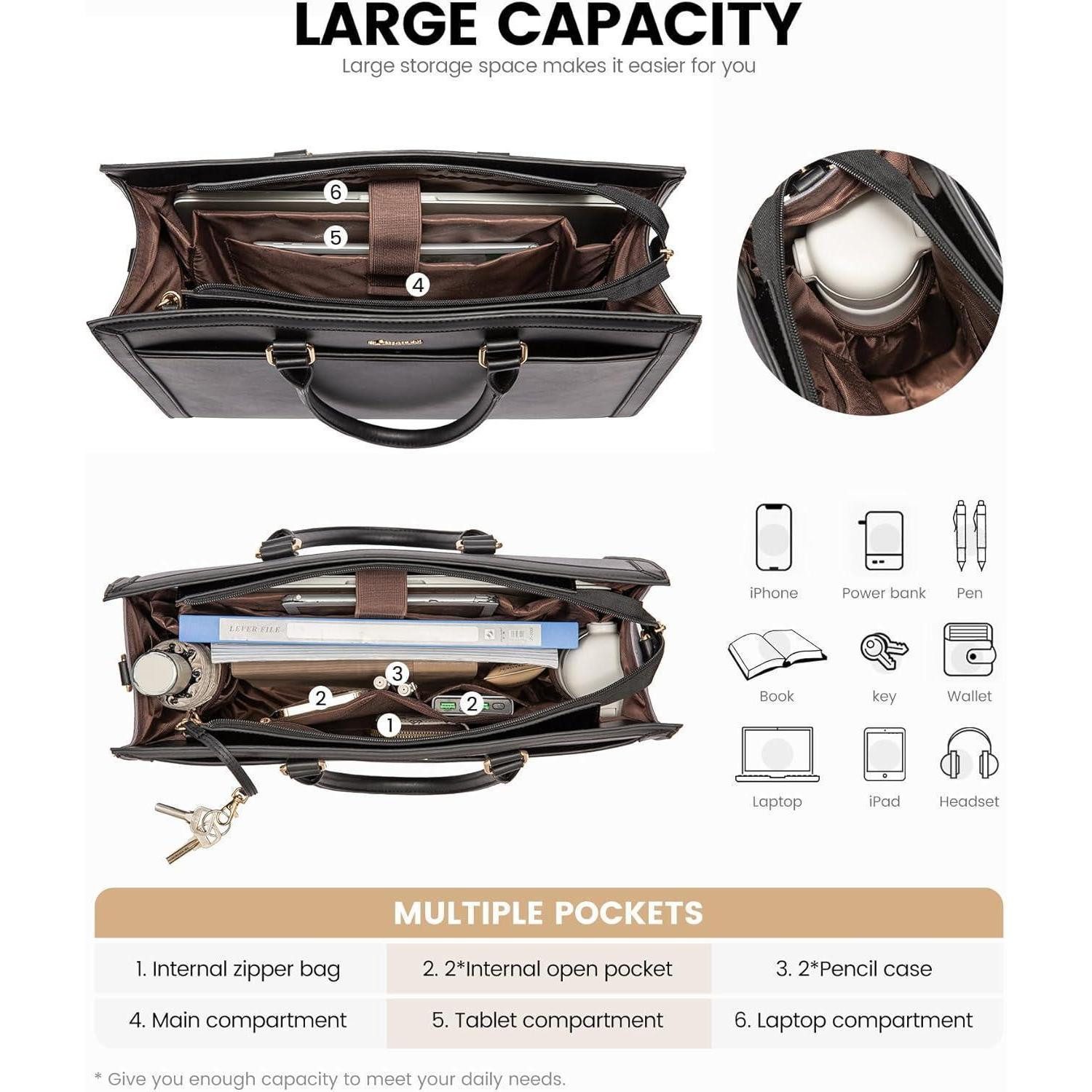 LuxusKollektion Laptoptasche Laptoptasche Damen 15.6 Zoll Groß Leder Schult günstig online kaufen