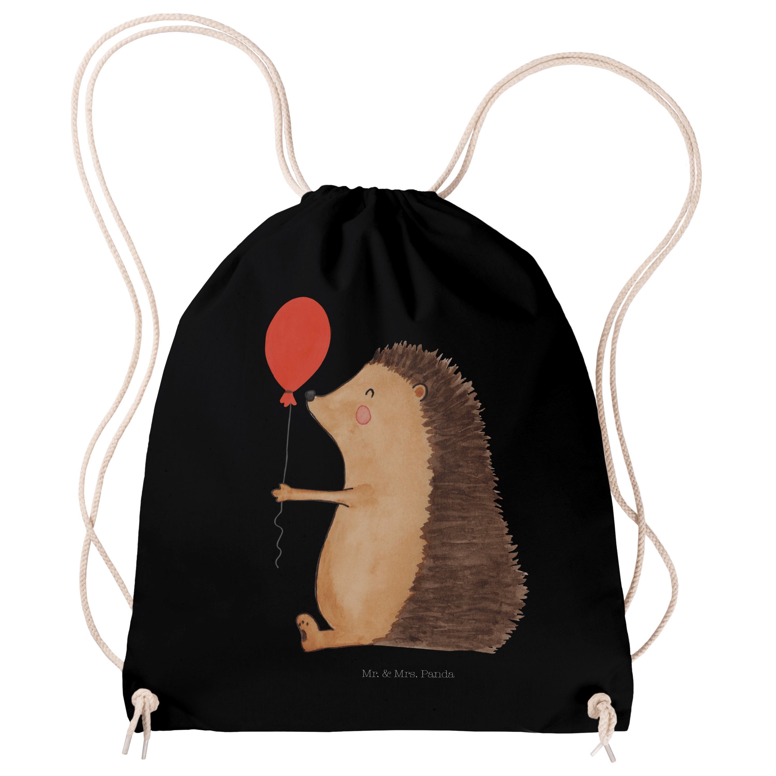 Mr. & Mrs. Panda Sporttasche Igel mit Luftballon - Schwarz - Geschenk, Glückwunsch, Happy Birthday (1-tlg)