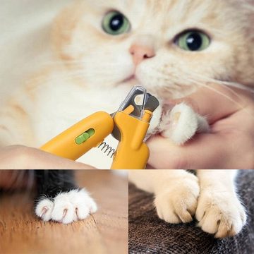 HUNKA Nagelknipser Haustier-Nagelknipser, 2-in-1-Katzen-Nagelknipser mit LED-Licht, Für Hunde und Katzen mit Nagelfeile und Spritzwasserschutz