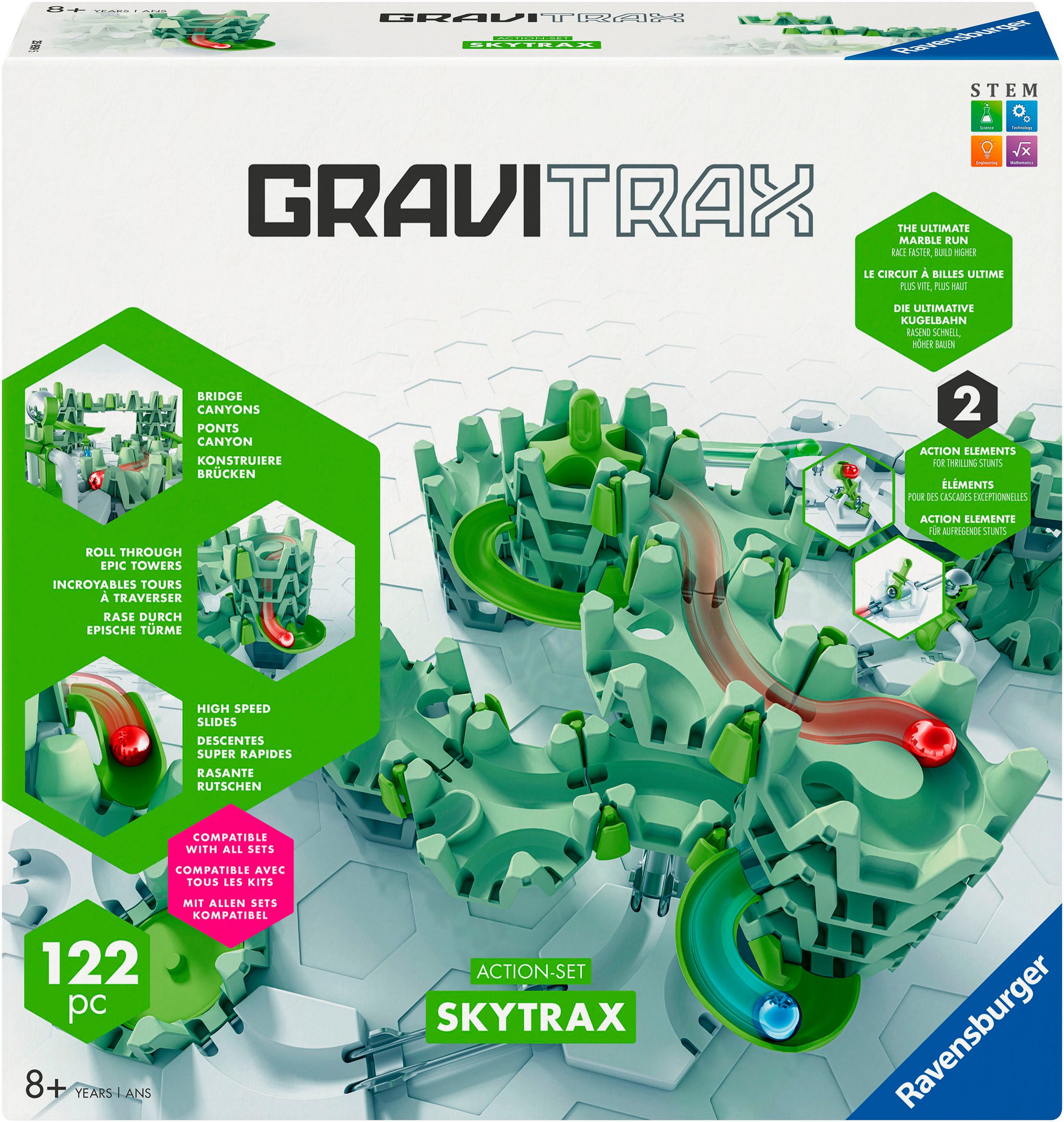 Ravensburger Kugelbahn-Bausatz GraviTrax Action-Set M Skytrax, Made in Europe