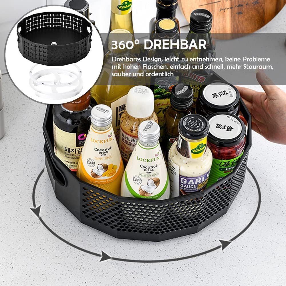 TUWENA Gewürzregal Drehteller Organizer, 2 Stück Lazy Susan Drehbares Gewürzregal Küchen – Bild 3 von 5