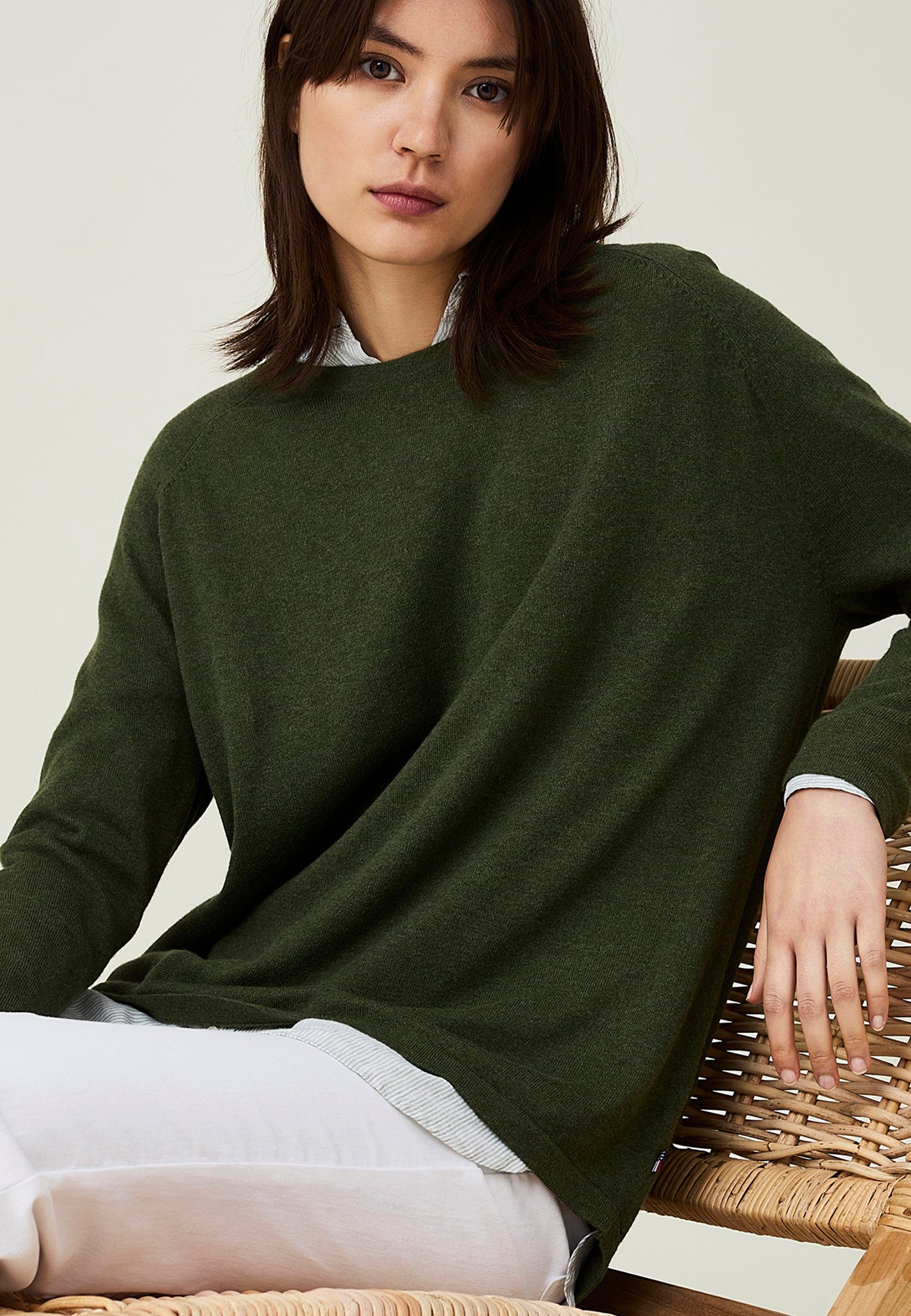 Lea melange Cotton/Cashmere green Strickpullover Organic Lexington dark