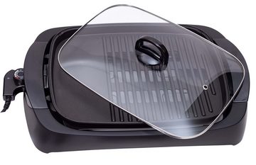 Adler Tischgrill AD-6610, 2200 W, Große Grillfläche, Antihaftbeschichtung, Glasdeckel, Stufenloser Temperaturregler, Überhitzungsschutz