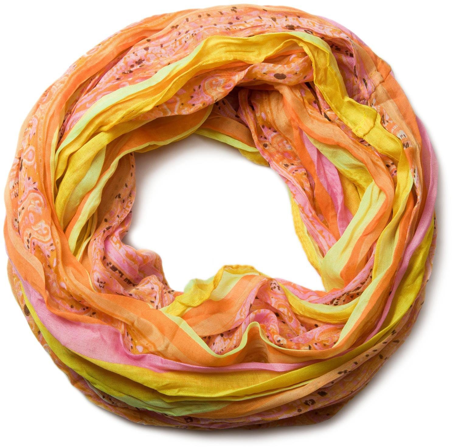 styleBREAKER Loop, (1-St), Loop mit Streifen Paisley Muster Gelb-Orange