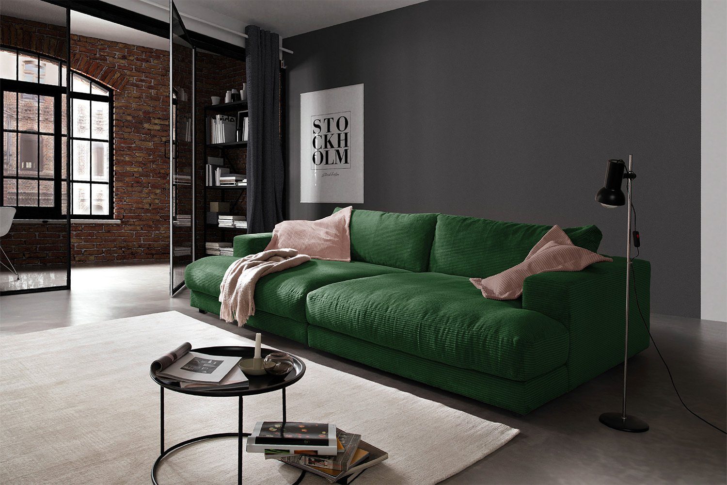 KAWOLA Big-Sofa Stoff verschiedene Sofa od. Cord Farben MADELINE