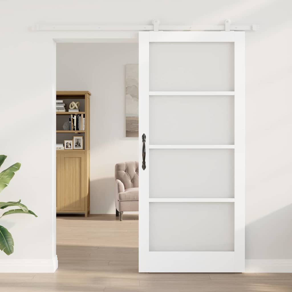 vidaXL Haustür Schiebetür ORKDAL 93 x 211 cm Massivholz Kiefer und Glas Weiß (1-St)