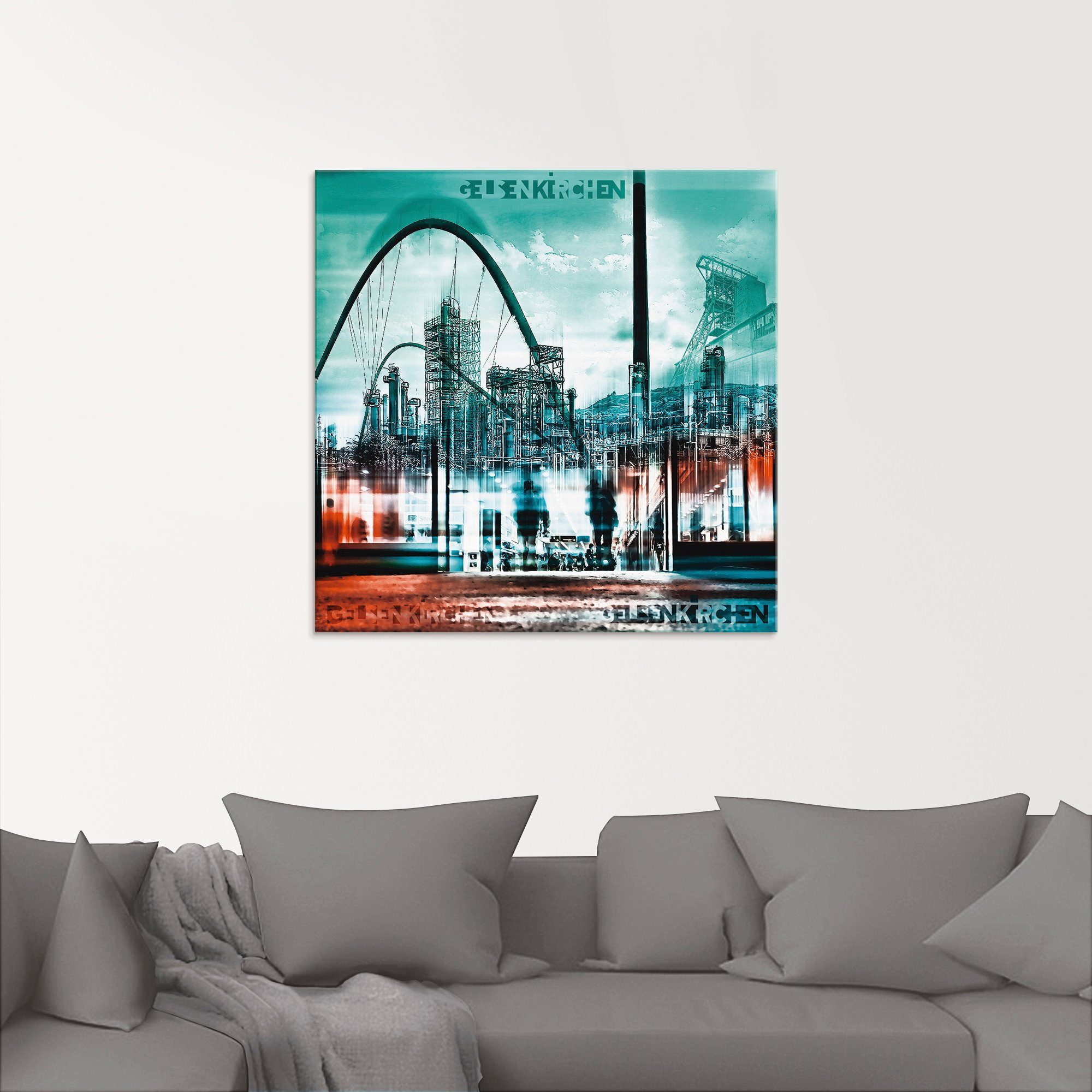Größen Collage verschiedenen St), Deutschland Gelsenkirchen (1 Skyline 02, Artland Glasbild in
