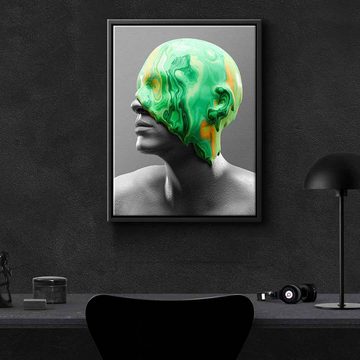 DOTCOMCANVAS® Leinwandbild Emerald Consciousness, Leinwandbild Emerald Consciousness moderne Kunst Portrait grau grün