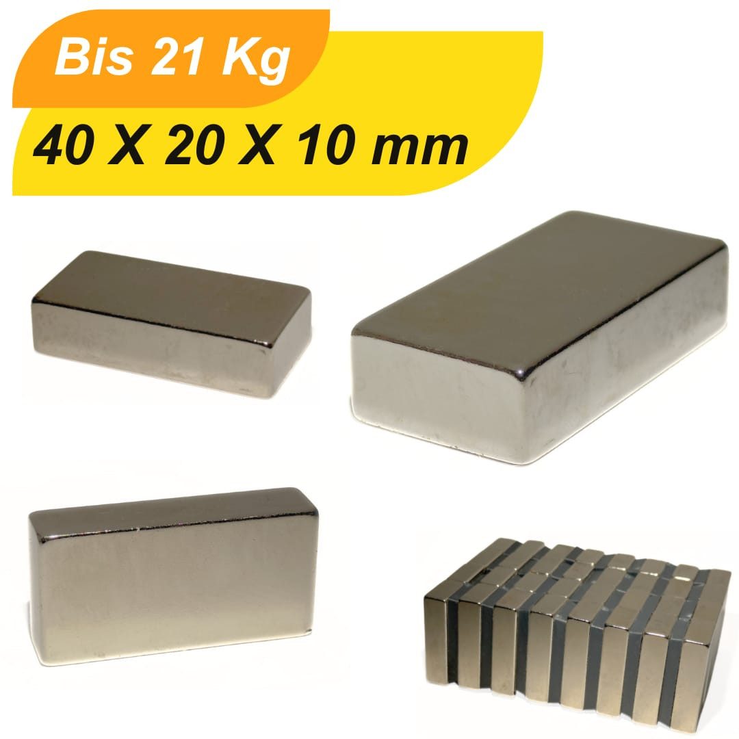 Magnet Neodym-Magnete F 40x20x10mm Supermagnete mit hoher Haltekraft Magnet  (1-St)