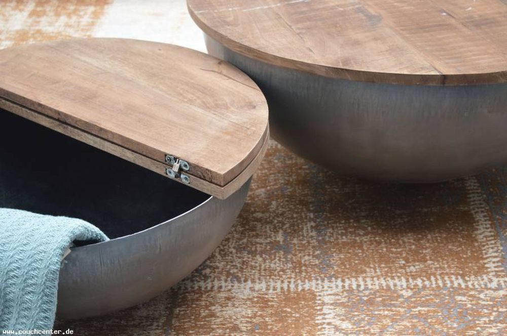 Couchcenter Couchtisch DESIGN Couchtisch Mangoholz Suzan Metall rund Beiste günstig online kaufen