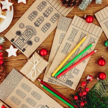 suebidou befüllbarer Adventskalender Kalender Tüten zum Selbtgestalten und Befüllen - Häuser