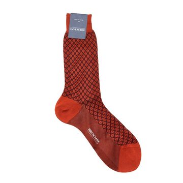 Bresciani Langsocken (1 Paar) aus Baumwolle, Rautenmuster, Made in Italy