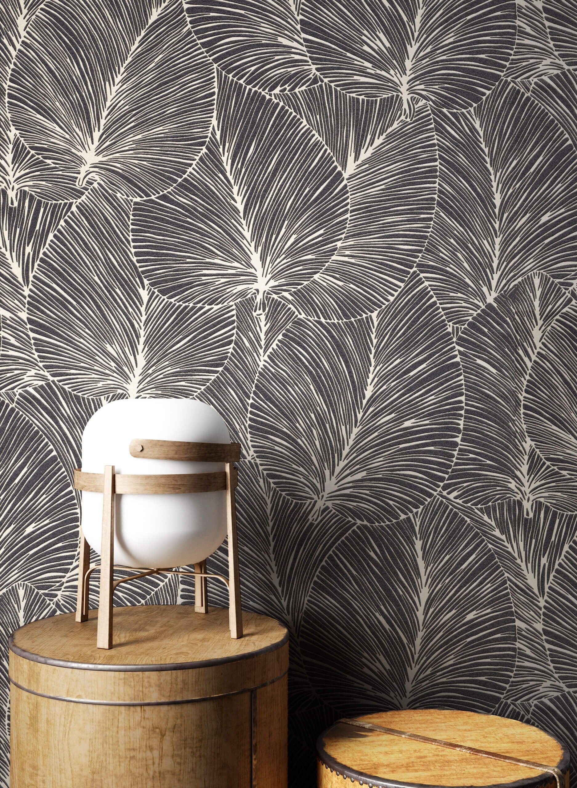 Newroom Vliestapete, Schwarz Tapete Floral Dschungel günstig online kaufen
