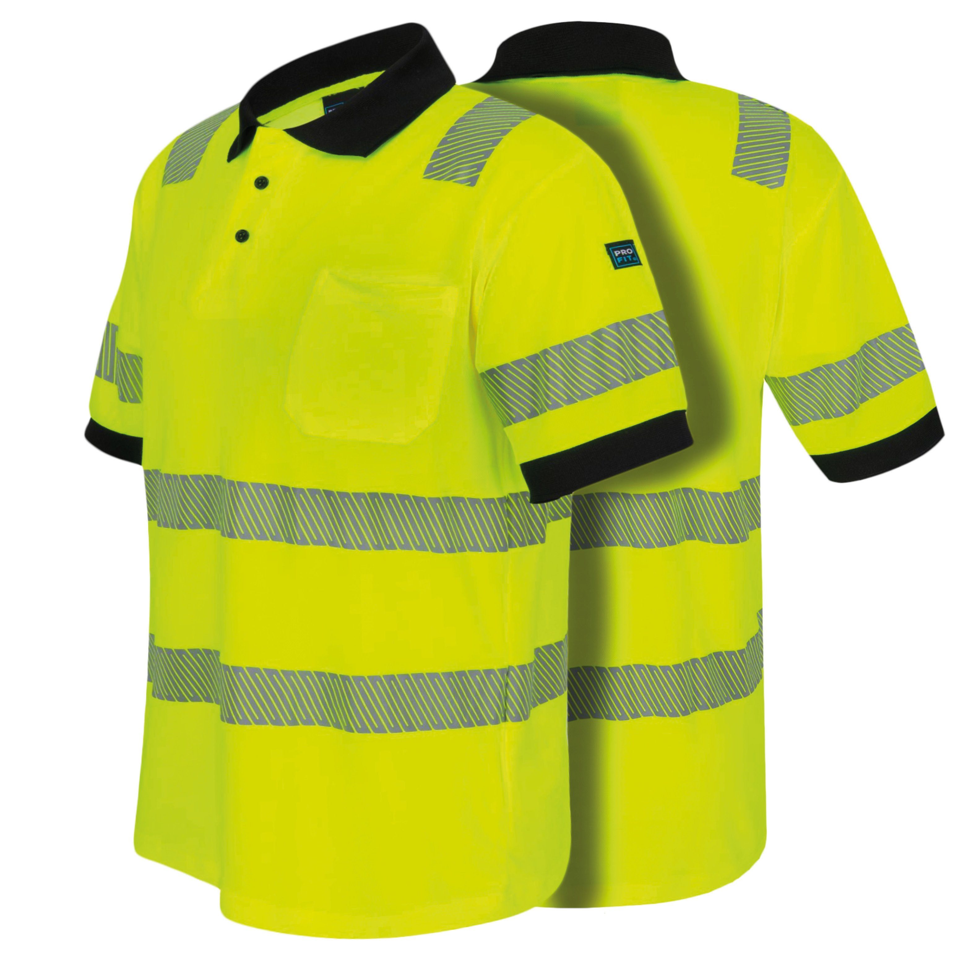 PRO FIT by Fitzner Poloshirt Warnschutz Neon Gelb - Grau, (1, Stück) Warnschutzkleidung, Weich, Komfortabel, Hohe Sichtbarkeit