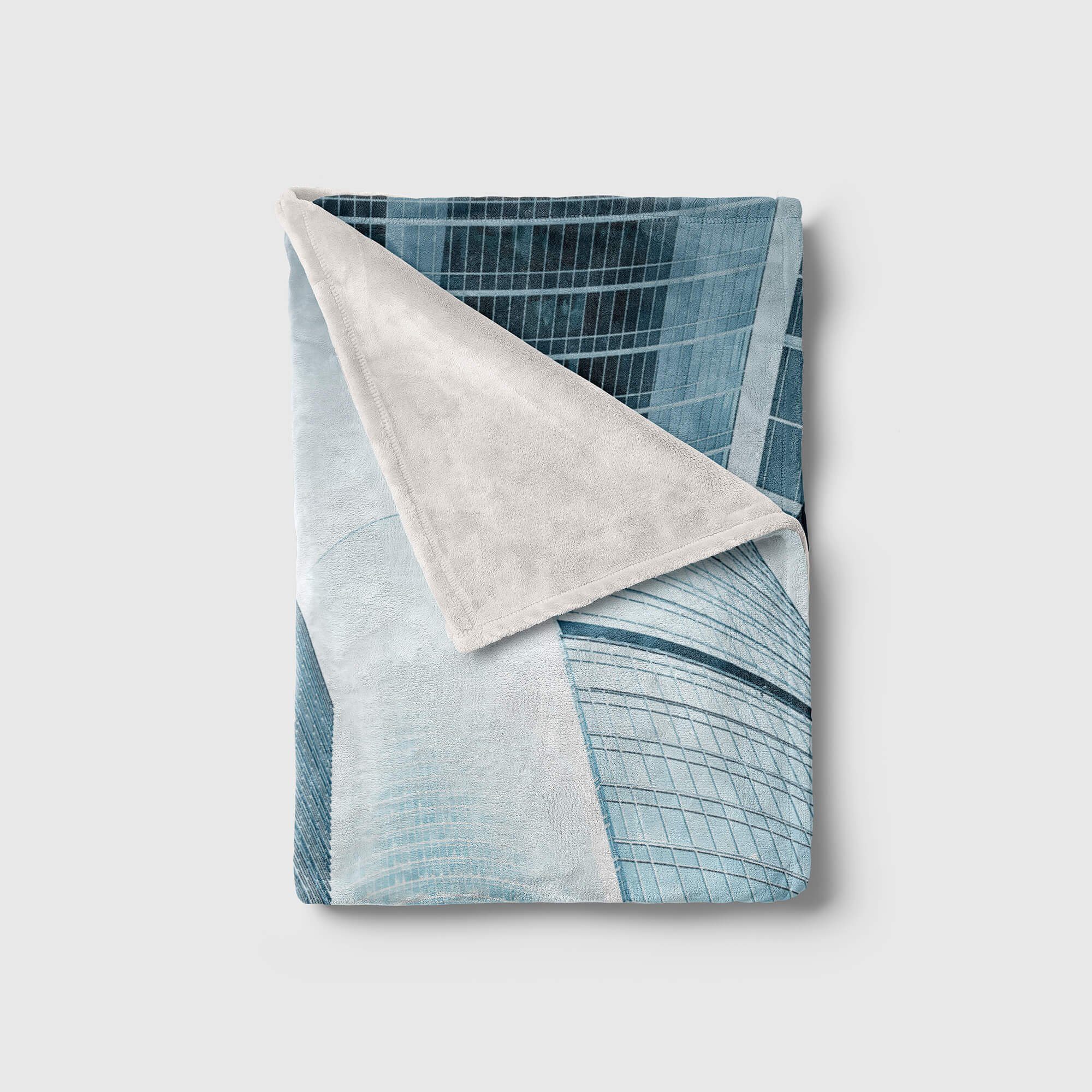 Saunatuch mit Handtuch Sinus H, Art Fotomotiv Strandhandtuch Handtücher Kuscheldecke Handtuch Baumwolle-Polyester-Mix (1-St), Architektur Blau