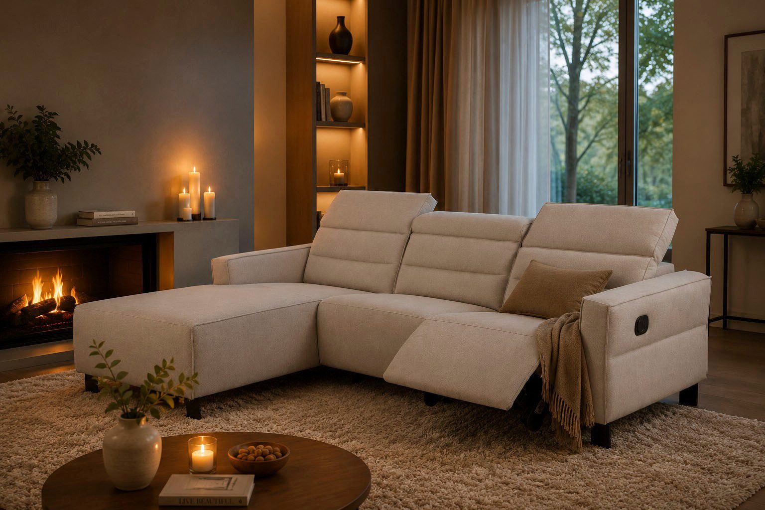 OTTO home Ecksofa Carpari, L-Form, 263 cm, manuelle o. elektrische Relaxfunktion, USB A/C und Kopfteilverstellung
