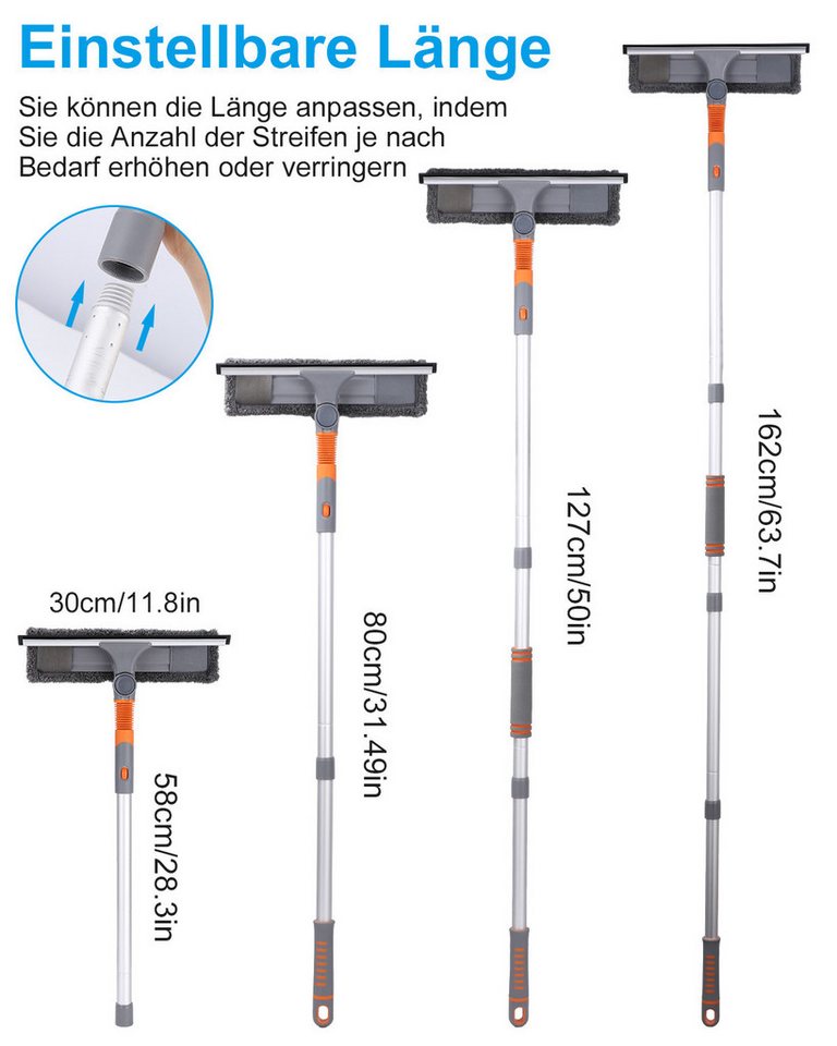 Thumbnail - LEAZZLE Reinigungsbürsten-Set, Teleskop-fensterwischer-Reiniger 2in1Duschwischer Innen-/Außenbereich