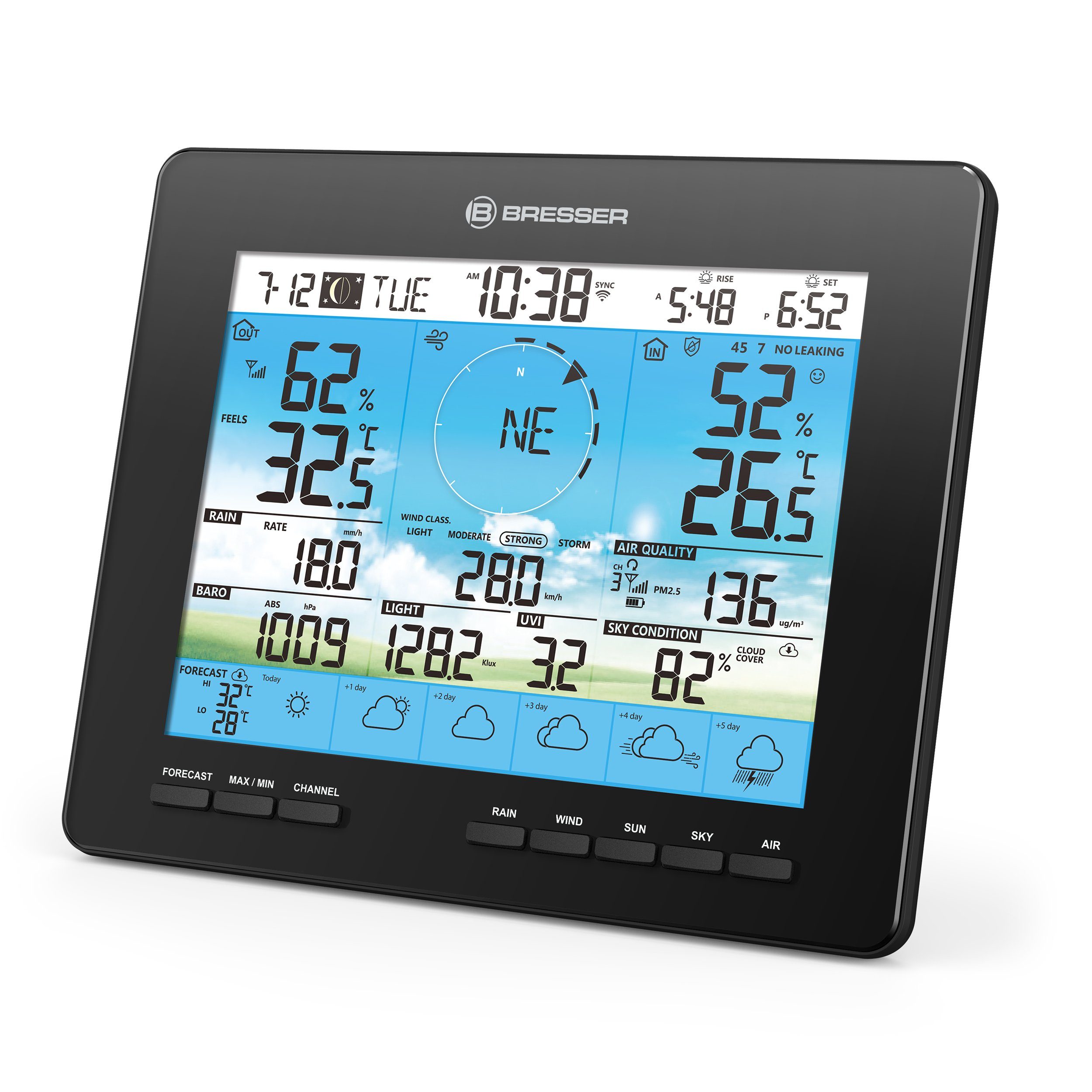 BRESSER BRESSER 6-Tage 4CAST PRO WLAN-Wetterstation 7-in-1 solar Wetterstation
