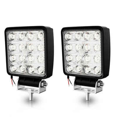 Clanmacy LED Scheinwerfer 2x-10x LED Arbeitsscheinwerfer 48W 12V 24V Scheinwerfer Flutlicht, 12V 24V LED Scheinwerfer Traktor Arbeitslicht für Offroad, SUV, ATV