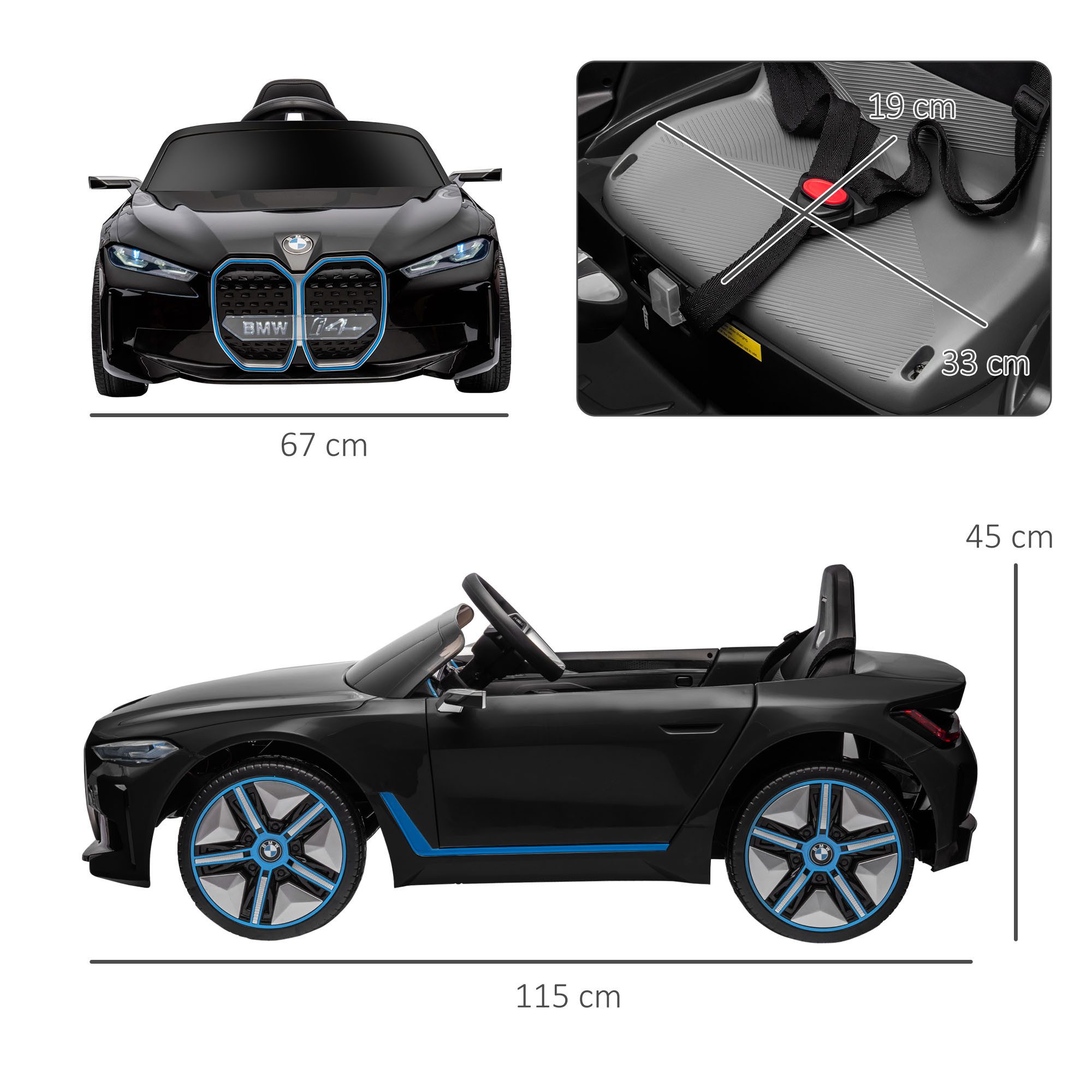 HOMCOM Elektro-Kinderauto Kinder Elektroauto, Elektrisches Kinderfahrzeug mit Scheinwerfer, Belastbarkeit 30 kg, (1-tlg), mit Fernbedienung, Schwarz
