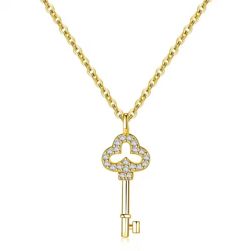 Runde Perlé Kette mit Anhänger Kette mit kleinem Schlüssel Anhänger, Zirkon günstig online kaufen