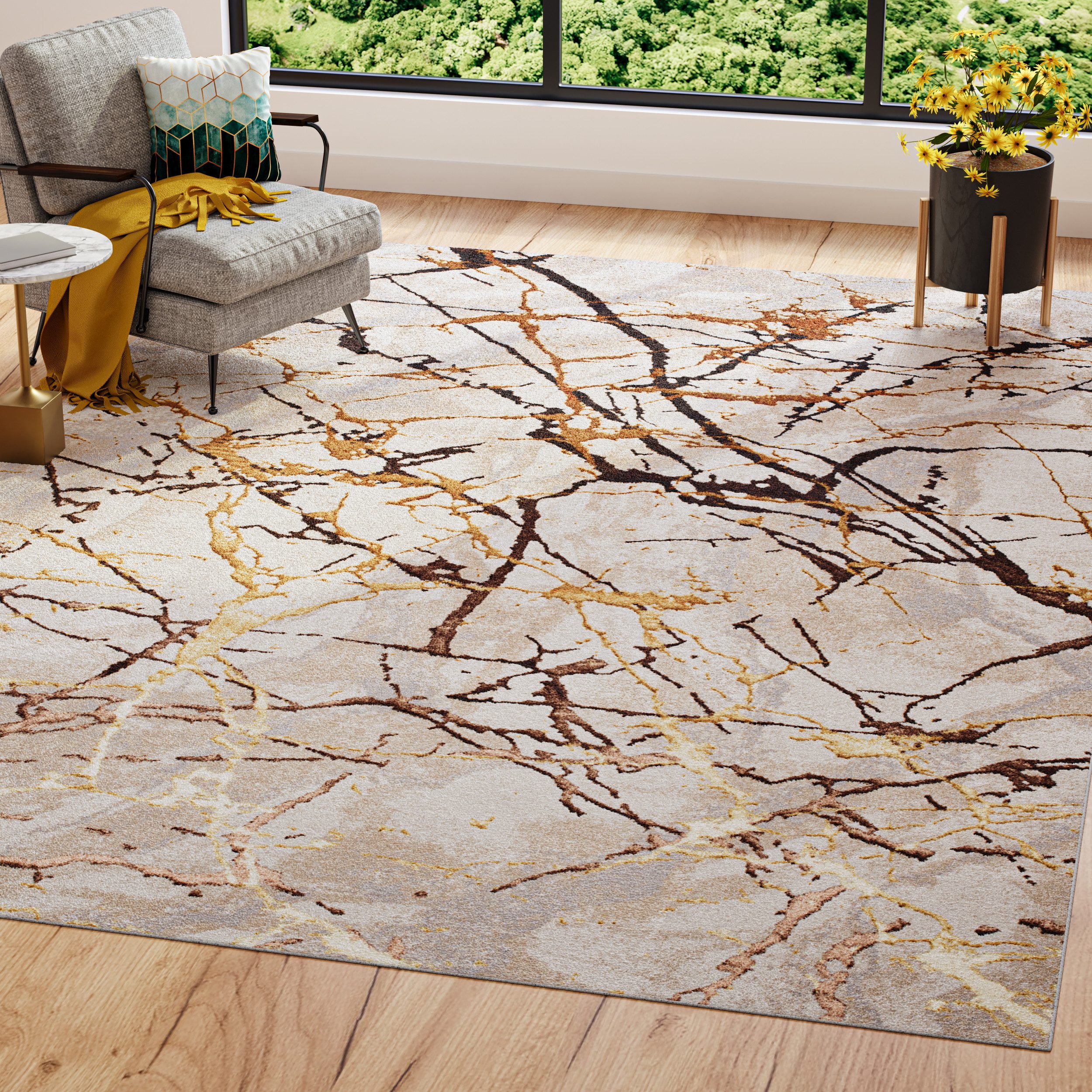 Tapiso Designteppich GOLDEN, rechteckig, Höhe: 16 günstig online kaufen