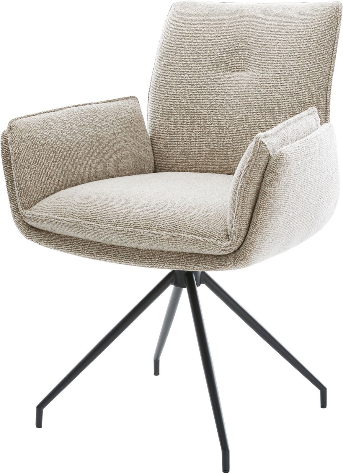 DELIFE Polsterstuhl Nela-Flex, Kreuzgestell konisch Schwarz Webstoff Soft Beige