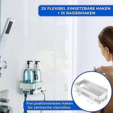 LIEBHEIM Duschablage Duschkorb Badregal ohne Bohren - TESA Montage Aluminium/Edelstahl