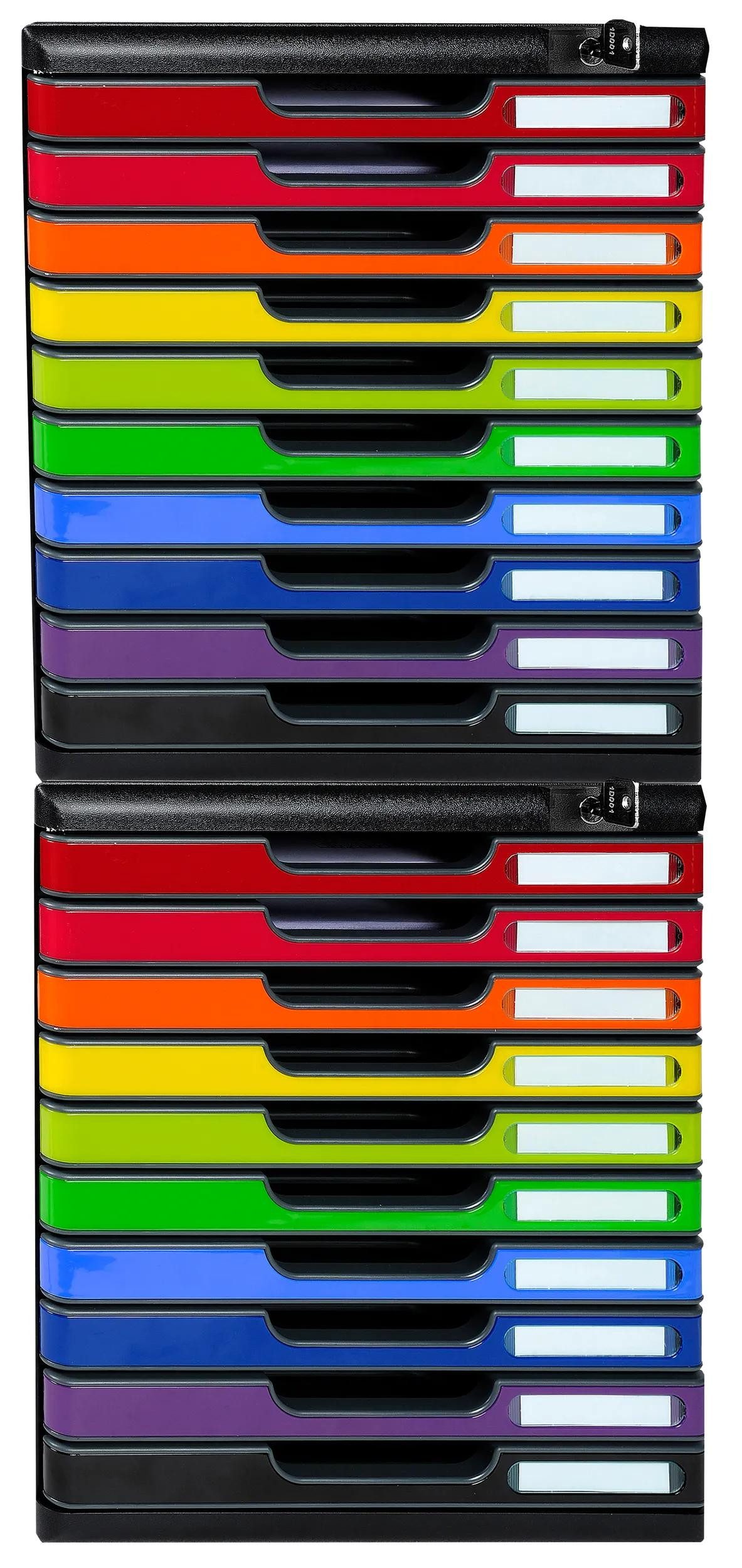 Thumbnail - EXACOMPTA Schubladenbox Schubladenbox MODULO A4 10 abschließbare Schub Harlekin glossy 332798D, Boxen modulierbar