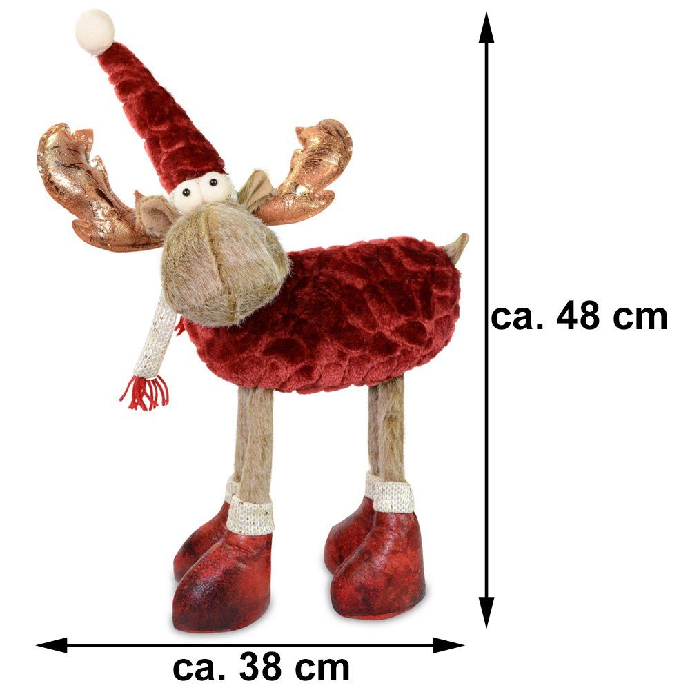 RIFFELMACHER & WEINBERGER Dekofigur Elch Rentier 38 x 48 cm 74706, Braun Rot Weihnachten