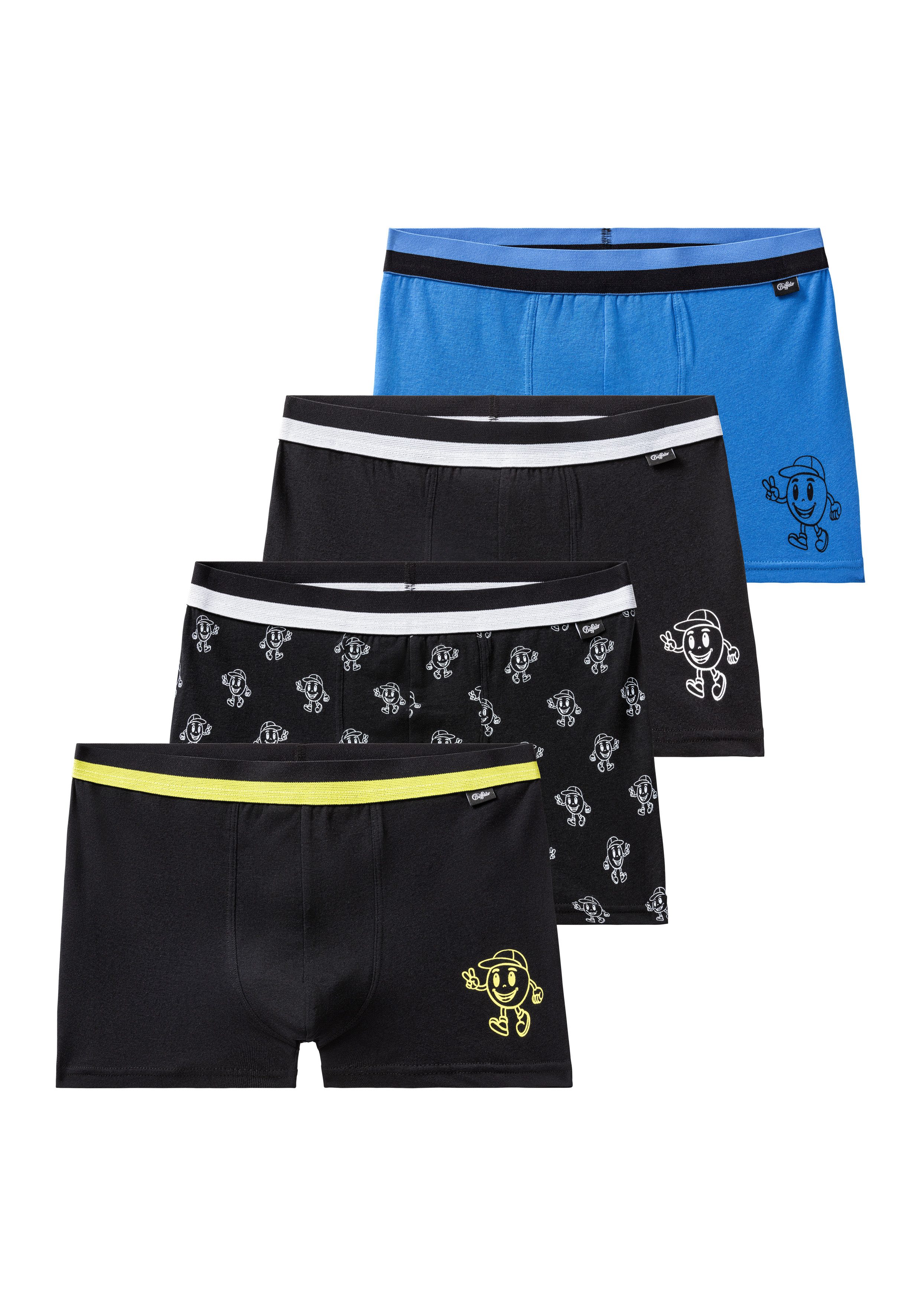 Buffalo Boxer Boxershorts für Jungen (Packung, 4-St) mit witzigen Icons bedruckt
