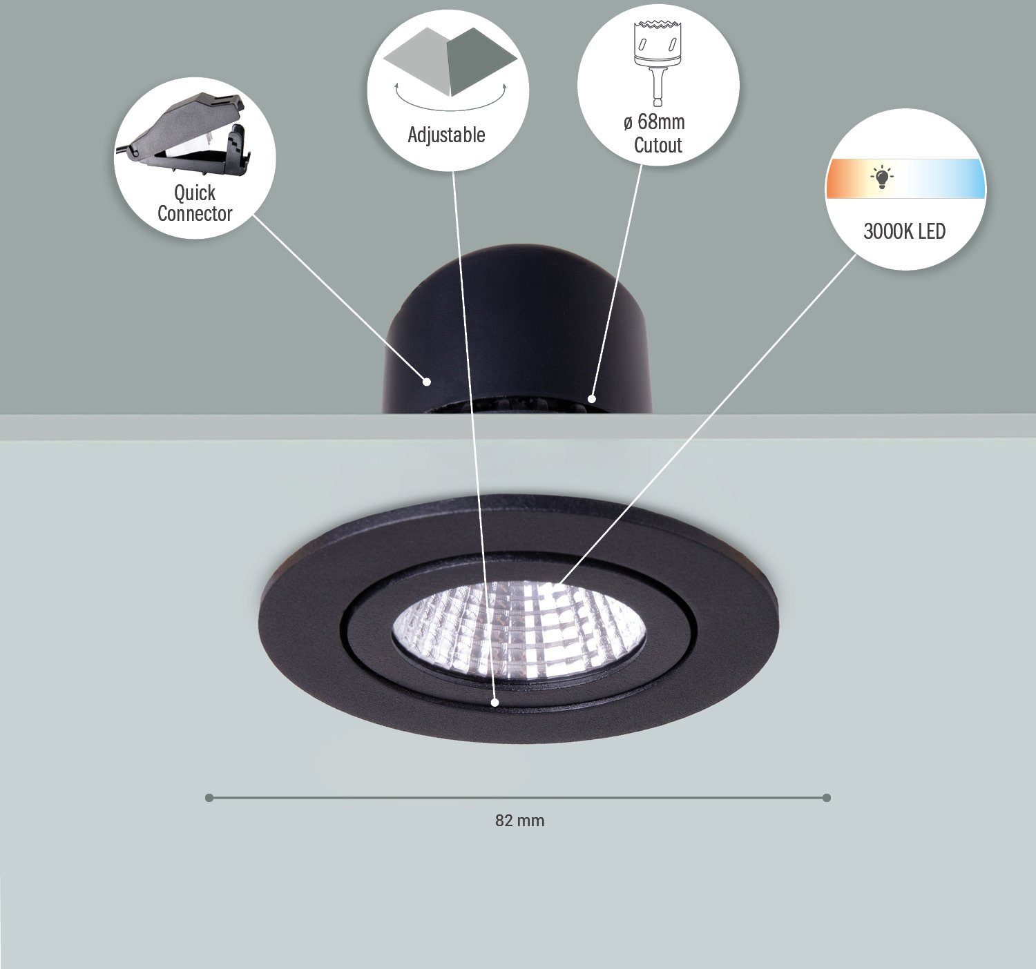 Paco Home Einbauleuchte Rita, LED wechselbar, Einbaustrahler Flach LED Warmweiß, LED Strahler Schwenkbar Spotlight dimmbar