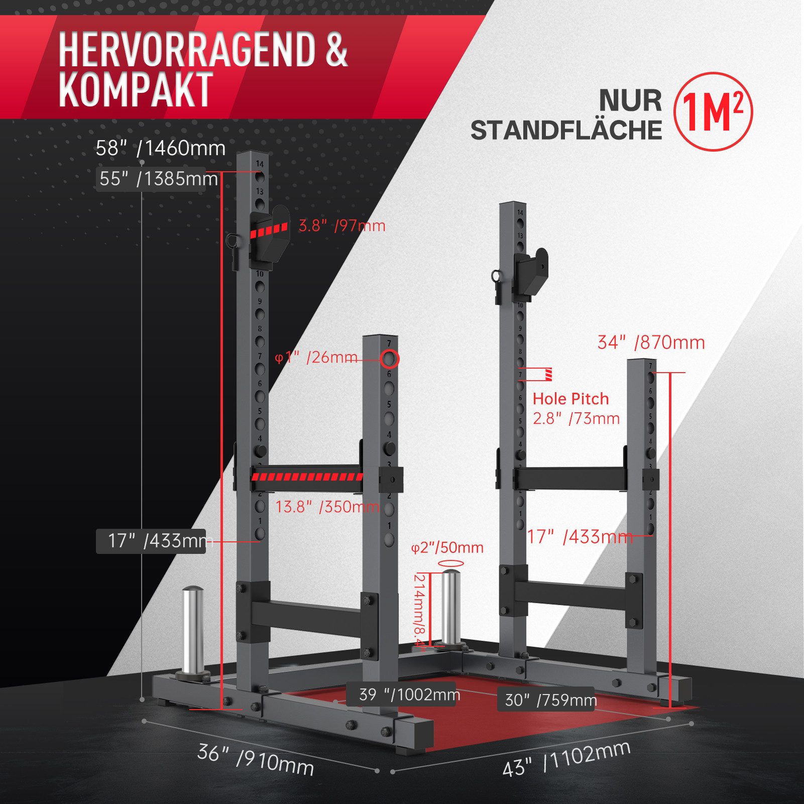 PASYOU Squat Rack SR30, Multi-Funktionales Barbell Rack, Höhenverstellbare Langhantelablage