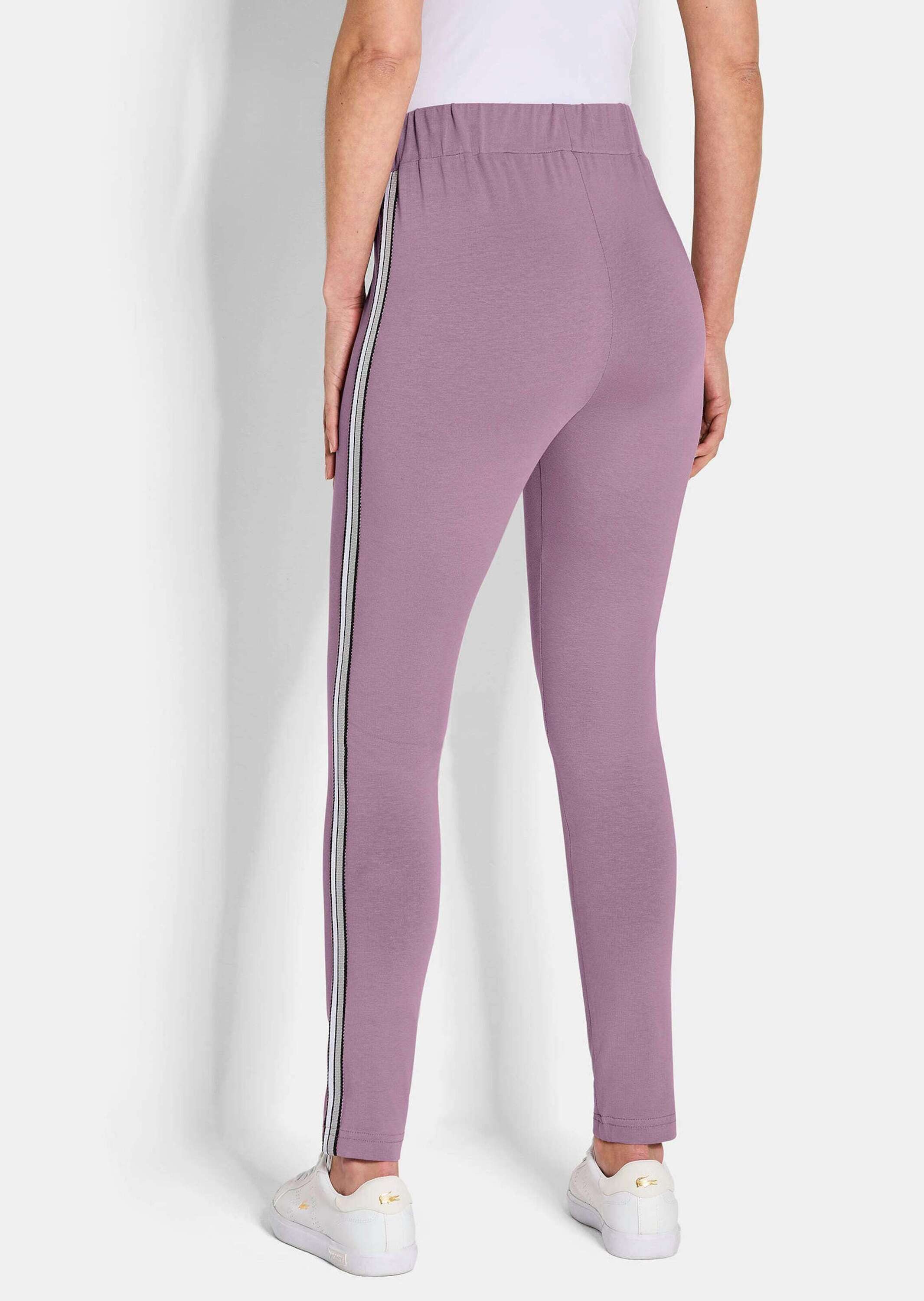 GOLDNER Jogginghose Kurzgröße: Zweierpack Leggings mit schmalem Bein Bequeme, lange Leggings mit breitem Bund und Streifen