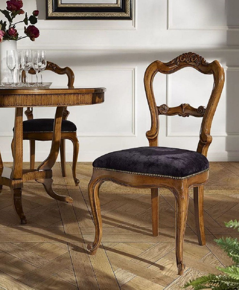 Casa Padrino Esszimmerstuhl Handgefertigtes Möbel in Qualität Stühle - 6er Made Lila Biedermeier - Esszimmerstuhl Esszimmer Luxus - Küchen - Luxus Italy Set Set Biedermeier Braun 
