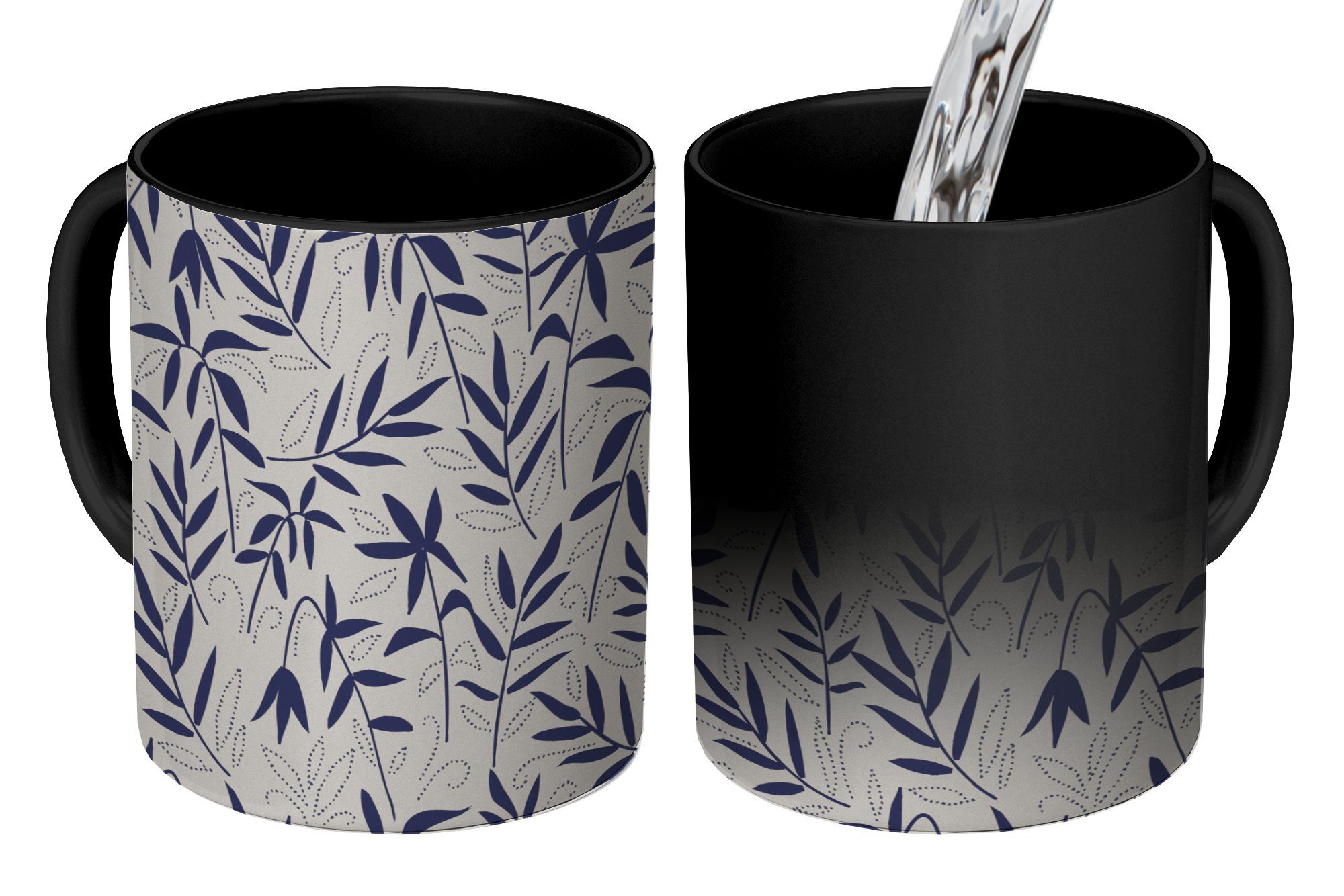 MuchoWow Tasse Pflanzen Keramik, - Muster, Farbwechsel, - Teetasse, Kaffeetassen, Geschenk Zaubertasse, Japan