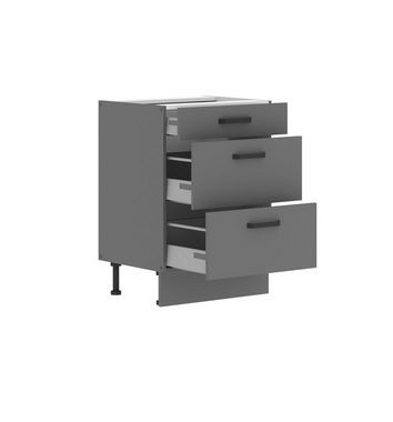 Küchen-Preisbombe Unterschrank 60 cm Küche NESSA Anthrazit Küchenzeile Küchenblock Einbauküche