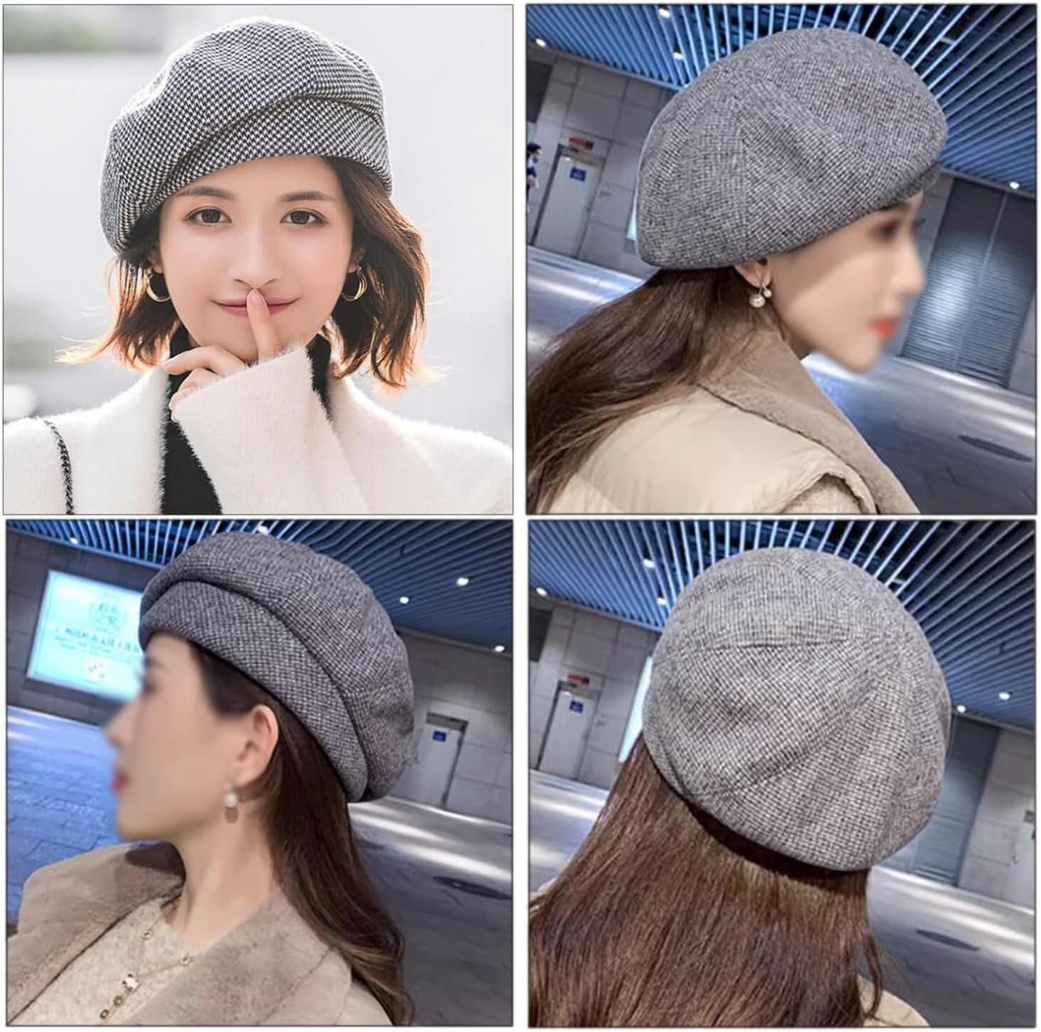 Coonoor Baskenmütze Winter Barett Cap Damen Koreanisch Stil Frauen Barette Wintermütze für Frühling/Herbst/Winter – Bild 3 von 4