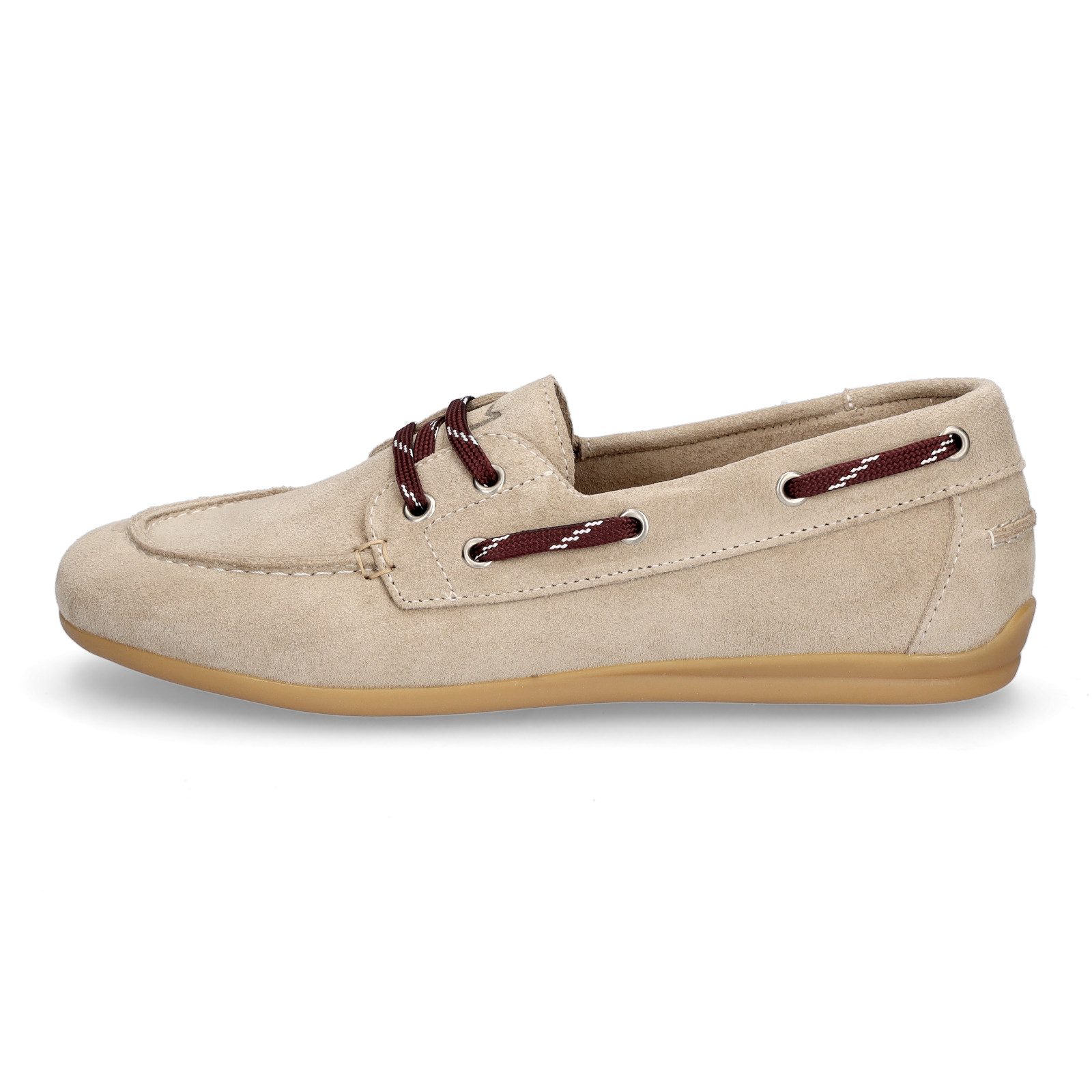 MIDS MELVA Damen Schnürschuh beige aus Velourleder, Loafer im Mokassin-Stil mit Lederfutter