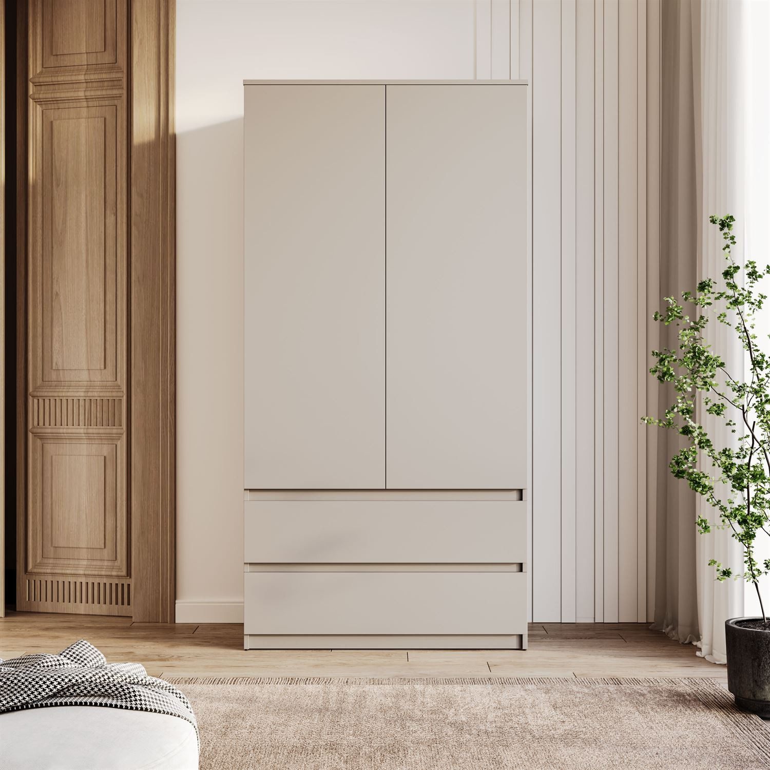 Lookway Kleiderschrank HANA SS-90 Zweitüriger Schrank Breite: 90 cm günstig online kaufen