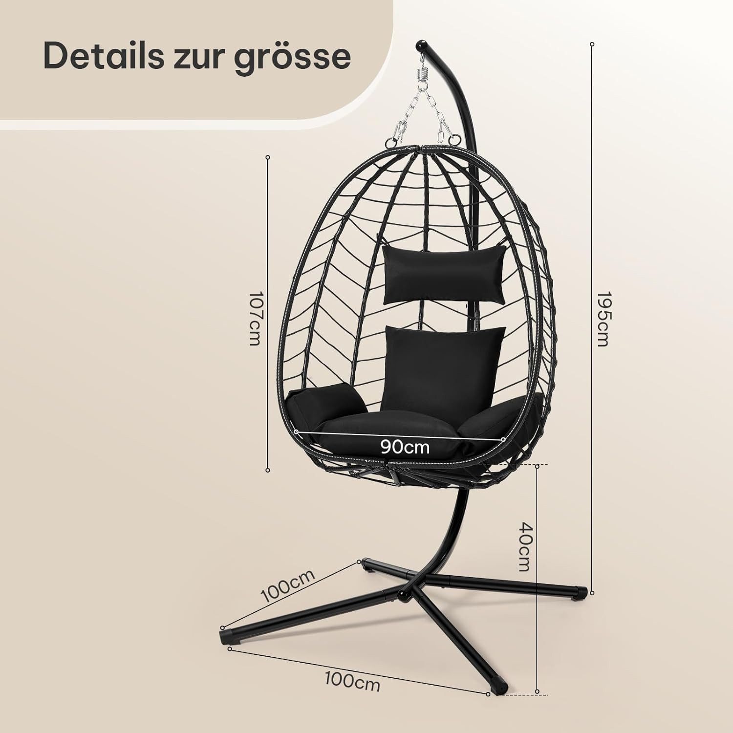 EUGAD Hängesessel (1-St), mit Relaxfunktion