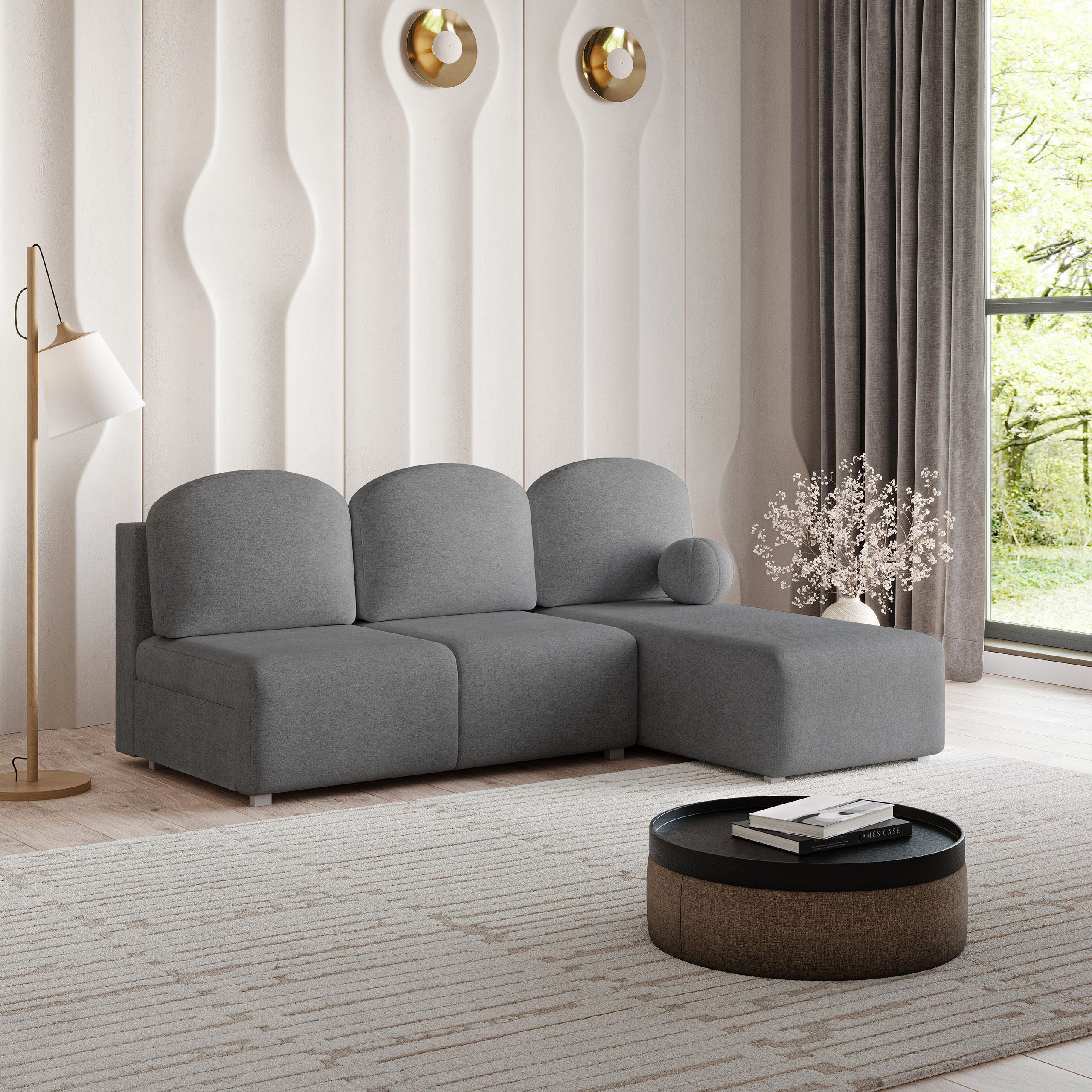Masseno Ecksofa TRAMA mit Schlaffunktion L-Form, Sofa mit Bettkasten