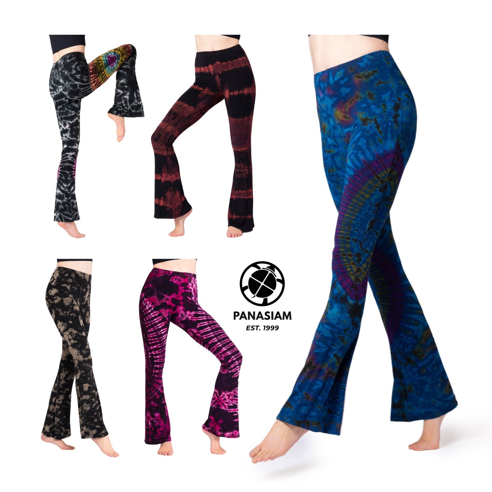 Schlaghose Unikat Batik Leggings stretch mit ausgestelltem Bein handgefertigt