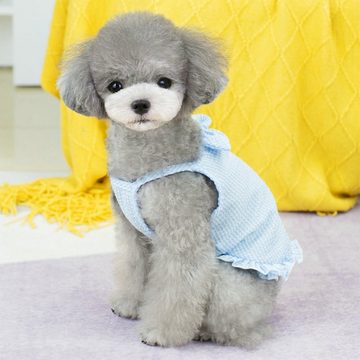 HUNKA Hundekleid Sommer-Hundekleidung, Haustier-Schleuderkleid, kleines Hundeshirt, Niedliche atmungsaktive Hundeweste, Hundebekleidung, Blau