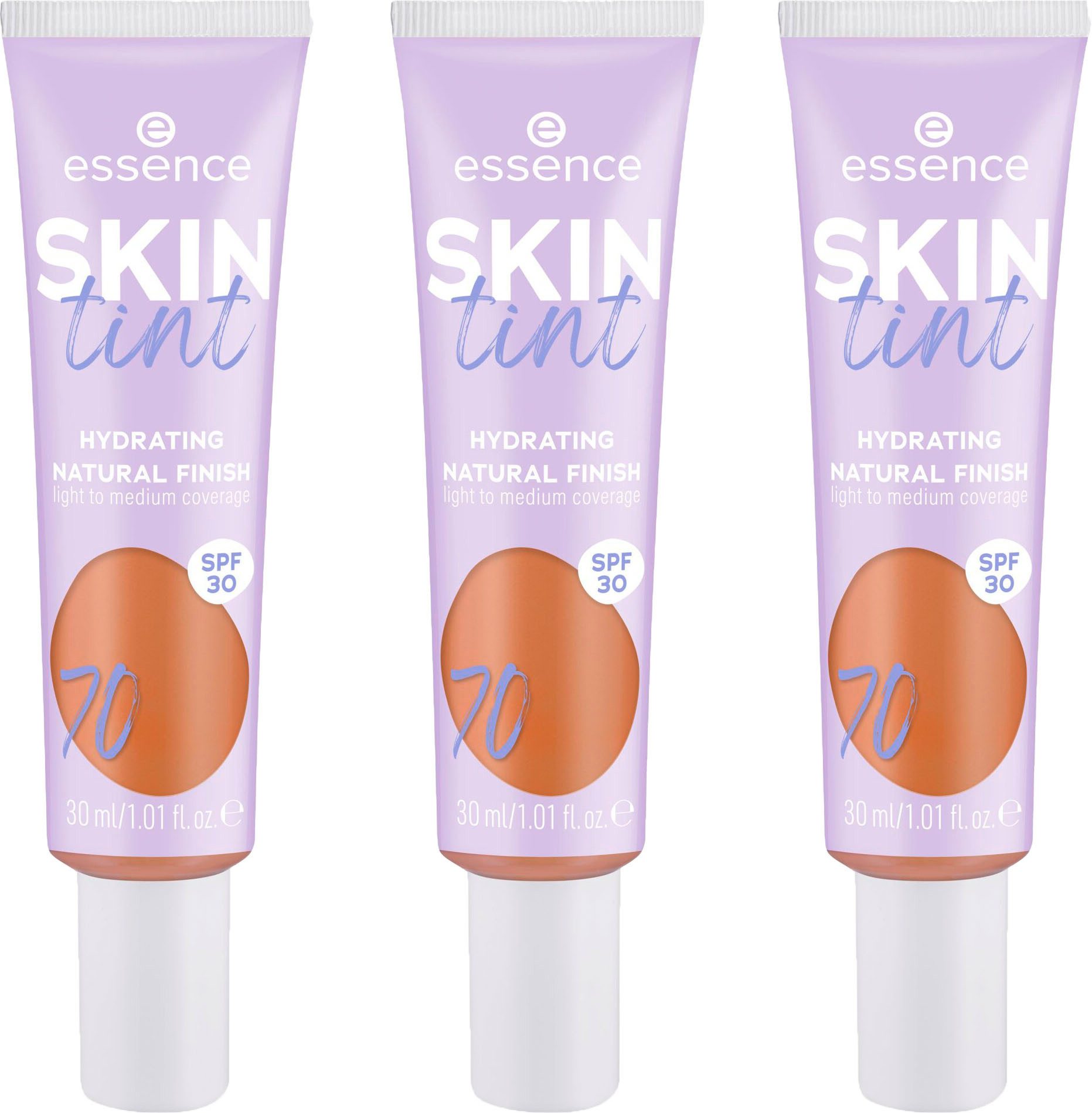 Essence Foundation SKIN tint, 3er Pack, mit veganen Inhaltsstoffen