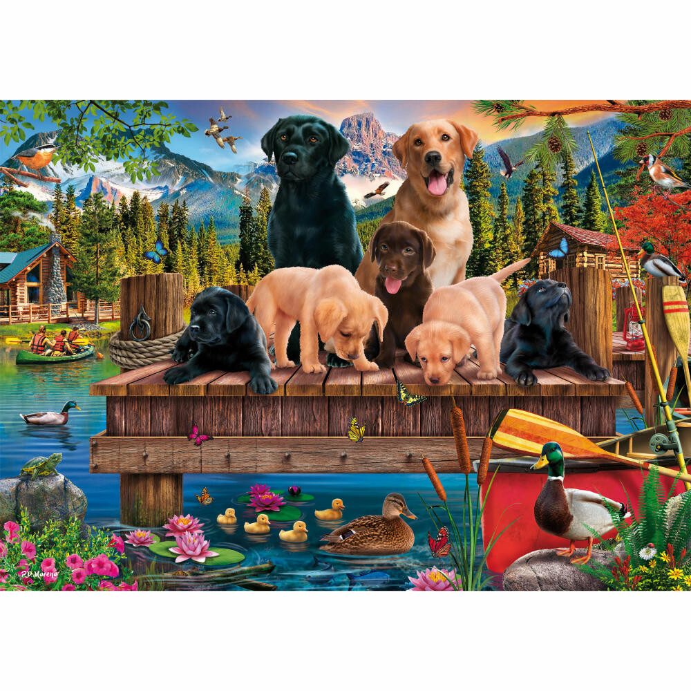 Puzzle Hundefamilie am See Standard 1000 Teile