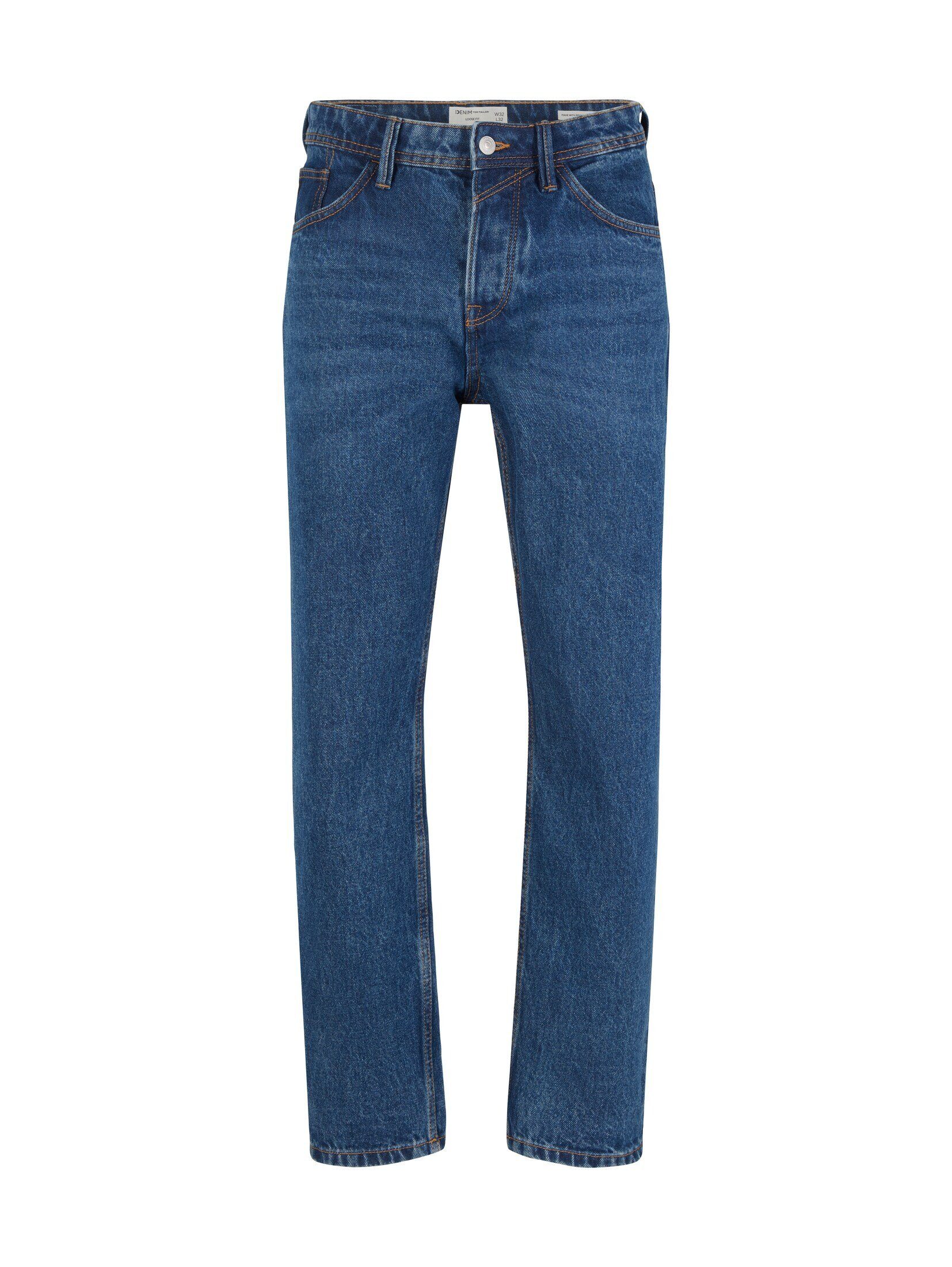 TOM Denim Blue Fit Mid TAILOR Straight-Jeans Used Jeans Denim Stone Loose