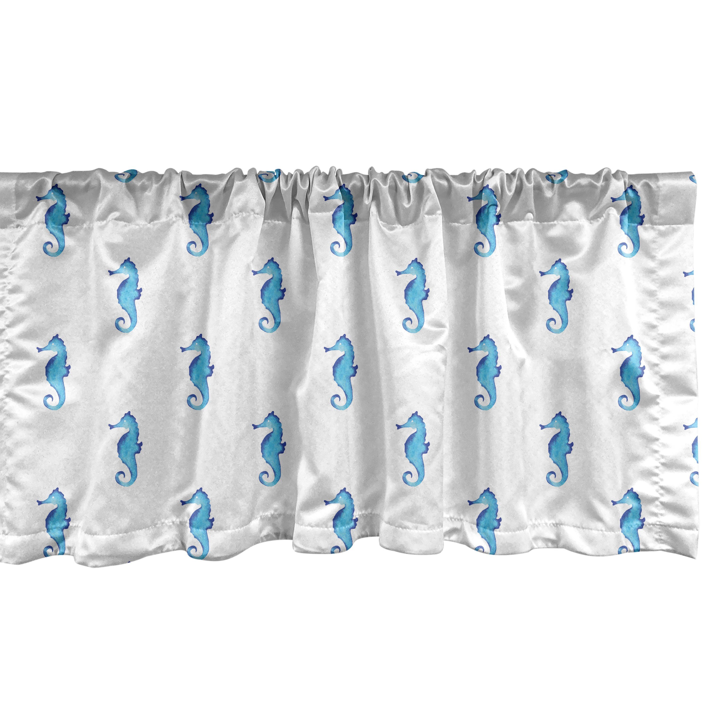 Scheibengardine Vorhang Volant für Küche Schlafzimmer Dekor mit Stangentasche, Abakuhaus, Microfaser, Ozean Marine Fisch Motiv Sealife